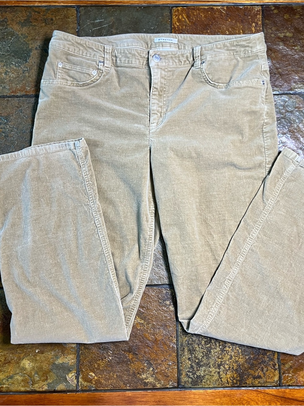 Jones New York Women's Light Tan Corduroy Boot Cut Pants-Size 14